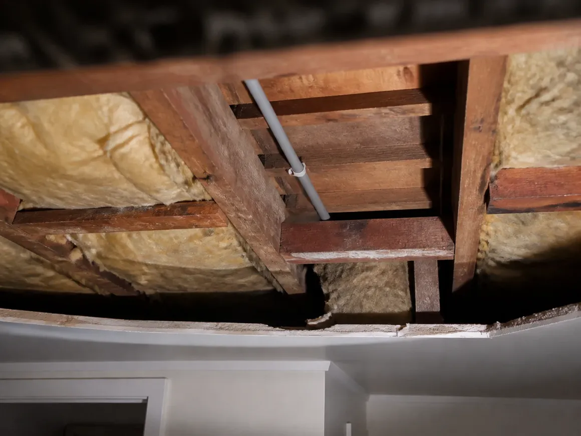 New electrical cable clipped through the villa ceiling space